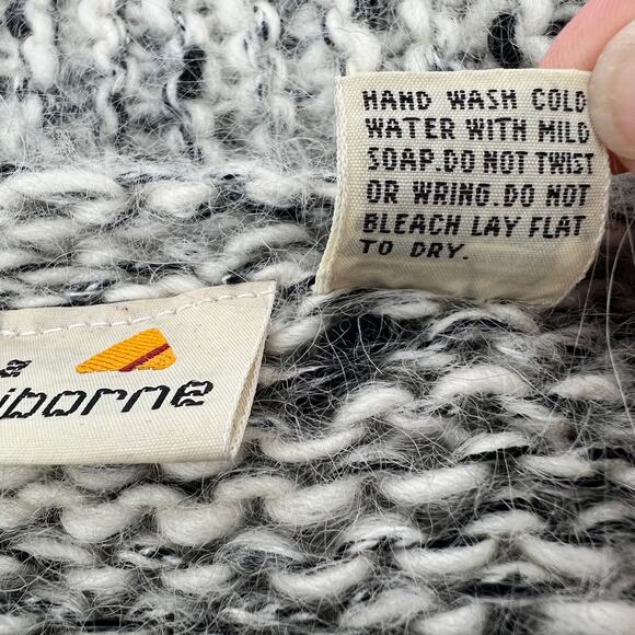 Vtg Liz Claiborne Wool Blend Open Cardigan Sweater Womens M Gray Chunky Knit 90s - Picture 11 of 13